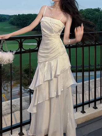 Gorgeous Ivory Spaghetti Straps Maxi Long Party Prom Dresses Ideas,Evening Gowns,13915