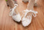 Lace Pearls Pointed Toes Women Wedding Shoes With Ribbons Lace Up, S018