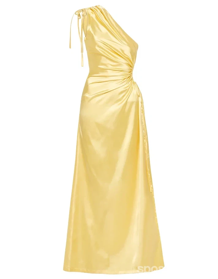 Sexy Yellow Mermaid One Shoulder Long Party Prom Dresses Ideas,Evening Gowns,13877