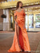 Sexy Orange Mermaid Side Slit Maxi Long Party Prom Dresses,Evening Gowns,13578