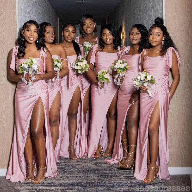 Elegant Pink Mermaid Side Slit Maxi Long Bridesmaid Dresses,Party Dress, WG1907