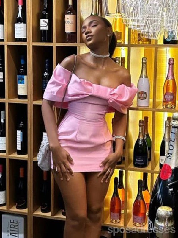 Sexy Pink Sheath Off Shoulder Mini Short Prom Homecoming Dresses Online,CM973