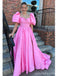 Pretty Pink A-line Short Sleeves Maxi Long Party Prom Dresses,Evening Gowns,13587