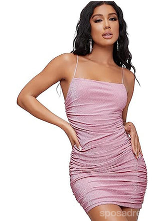 V Neck Dusty Pink Tulle Beaded Κοντά Homecoming Φορέματα Online, Φθηνά Κοντά Φορέματα Prom, CM845