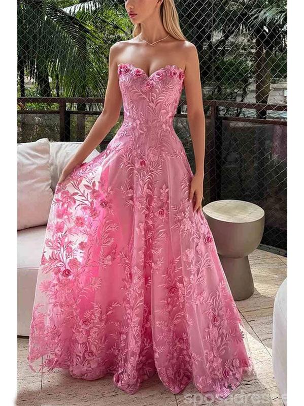 Gorgeous Pink A-line Sweetheart Long Party Prom Dresses To Impress,Evening Gowns,13929