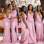 Mismatched Pink Mermaid Maxi Long Bridesmaid Dresses For Wedding Party,WG1799