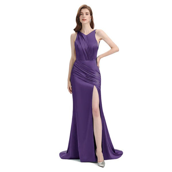 Mismatched Plum Mermaid Sexy Satin Bridesmaid Dresses Online, WG1270