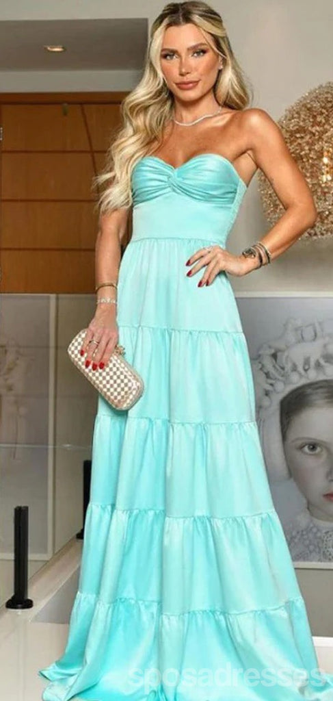 Simple A-line Sweetheart Strapless Maxi Long Party Prom Dresses Online,13337