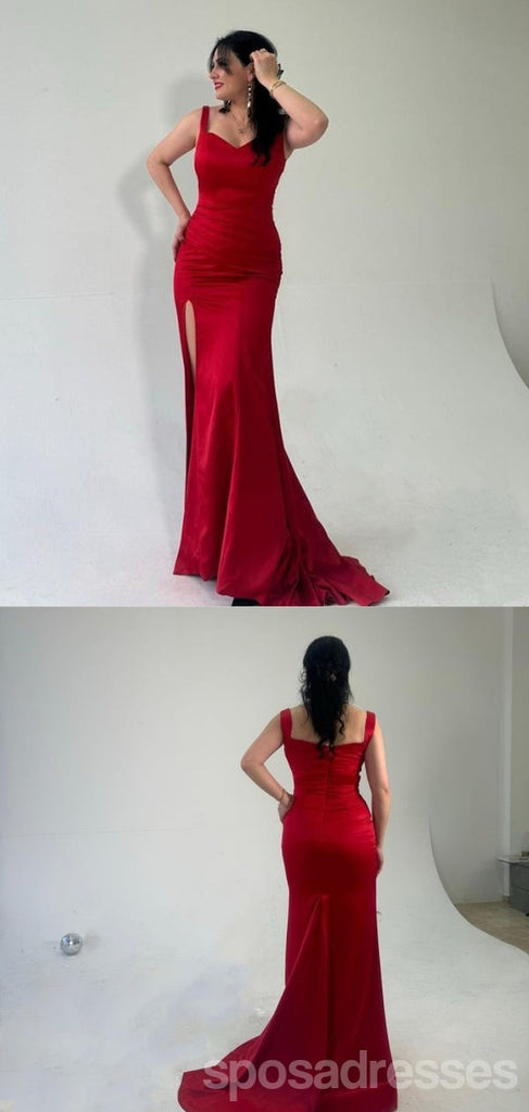 Sexy Red Mermaid Side Slit Maxi Long Bridesmaid Dresses For Wedding Party,WG1822