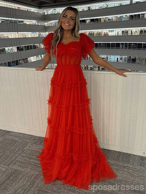 Pretty Red A-line Maxi Long Party Prom Dresses Ideas,Evening Gowns,13714