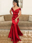 Sexy Red Mermaid Off Shoulder V-neck Maxi Long Party Prom Dresses,13325