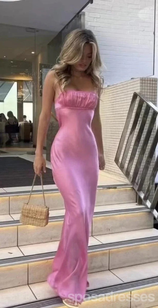 Sexy Pink Sheath Spaghetti Straps Maxi Long Party Prom Dresses,Evening Dress,13481