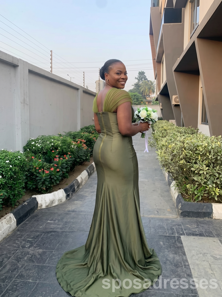 Sexy Green Mermaid Maxi Long Bridesmaid Dresses For Wedding,WG1763