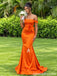 Burnt Orange Satin Off the Shoulder Mermaid Bridesmaid Dress BD26001