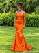 Burnt Orange Satin Off the Shoulder Mermaid Bridesmaid Dress BD26001