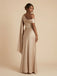 Beige Satin Asymmetrical Draped Sash Bridesmaid Dress 26032