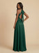 Dark Green Satin Halter High Neck Bow Back Bridesmaid Dress 26034