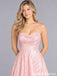 Pink Sequin Patterned Spaghetti Straps Lace Up A Line Prom Dress PD26004