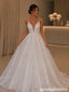 Glitter Lace A-Line Wedding Dress with Spaghetti Straps WD26002