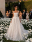 Ivory Lace Square Neck Straps Corset Back Ball Gown Wedding Dress WD26003