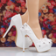 Women's Wedding Shoes Decorative White Lace Wedding Heels Bridal Shoes, H88