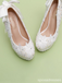 Elegant Women's Wedding Shoes Decorative Lace Wedding Heels Bridal Shoes With Beading, H97