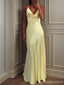 Sexy Yellow Mermaid Spaghetti Straps V-neck Long Party Prom Dresses Ideas,Evening Gowns,13848