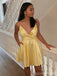 Sexy Yellow A-line Spaghetti Straps Mini Short Prom Homecoming Dresses,Party Dress,CM1011