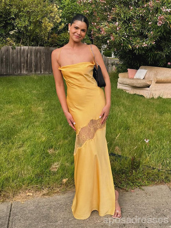 Gorgeous Yellow Mermaid Spaghetti Straps Long Party Prom Dresses Ideas,Evening Gowns,13886