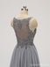 Bretelles en dentelle grises en mousseline de soie courtes robes de bal pas cher en ligne, CM814