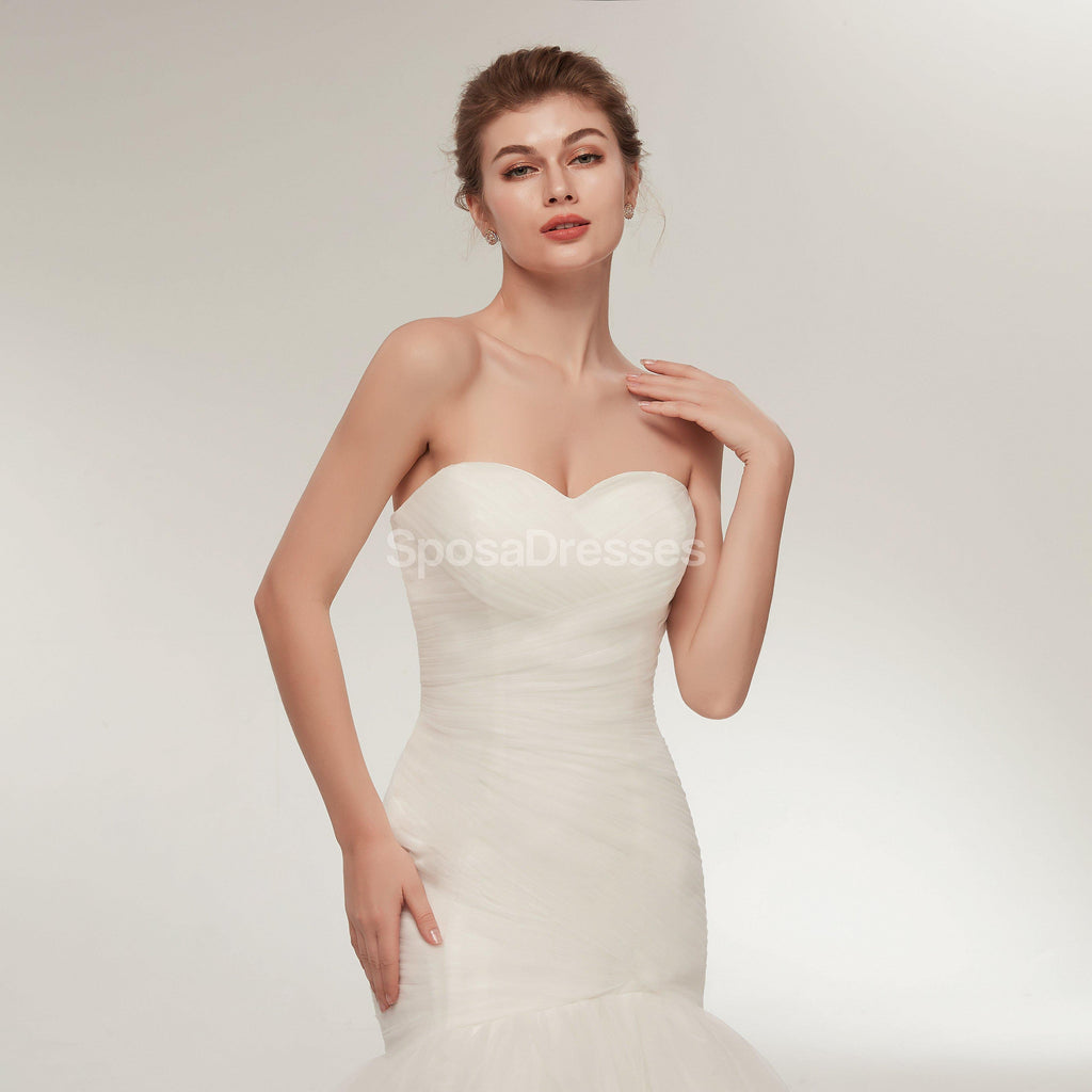 Sweetheart Tulle Mermaid Simple vestidos de novia baratos en línea, vestidos de novia baratos, WD567
