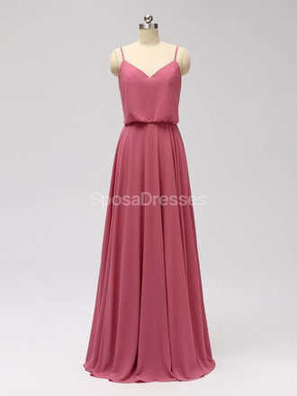 Esparguete Correia Chiffon rosa empoeirado Vestidos De Dama de Honor Baratos Online, WG600