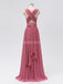 Robes de demoiselle d'honneur pas cher en mousseline de soie convertible longue rose en ligne, WG603