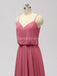 Spaghetti Straps Dusty Pink Chiffon Long Cheap Bridesmaid Dresses Online, WG600