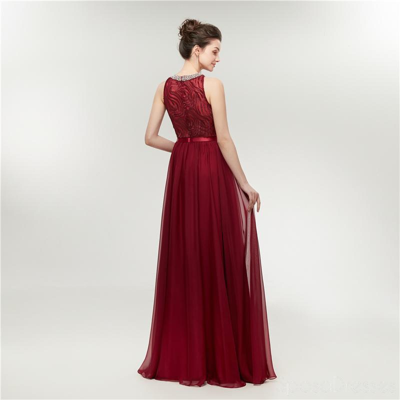 Juwel Rot Perle Günstige Lange Abend Abendkleider, Abendparty Abendkleider, 12002