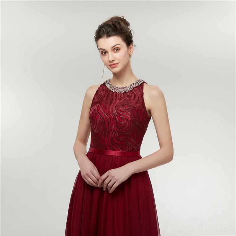 Jewel Red Beaded Φτηνές Μακρινές Βραδινές Φόρεμα Prom, Βραδινά Φορέματα Prom, 12002