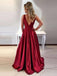 Maroon Jewel A-line Low Back Abend Prom Dresses, Cheap Custom Sweet 16 Dresses, 18470