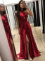 Sexy Red Backless Halter Slit Long Evening Prom Dresses, 17596