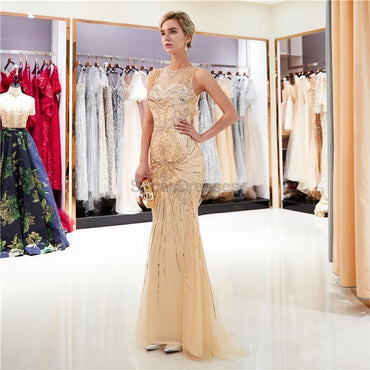 Esvazie imitação de diamante Sparkly vestidos de baile para os estudantes de tarde de sereia enfeitados com contas, vestidos de baile para os estudantes partidários da tarde, 12033