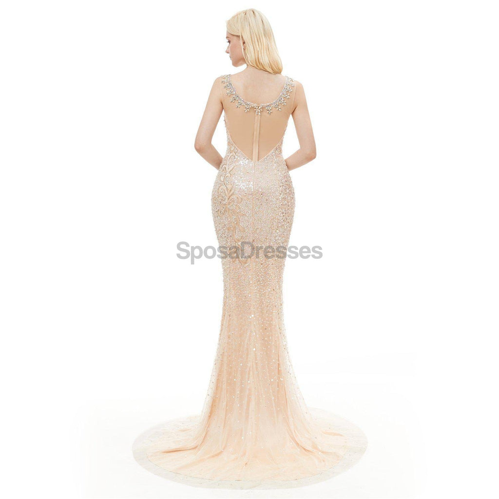 Scoop Heavy Headed Beaded Mermaid Evening Prom Dresses, Evening Party Prom Dresses, 12076