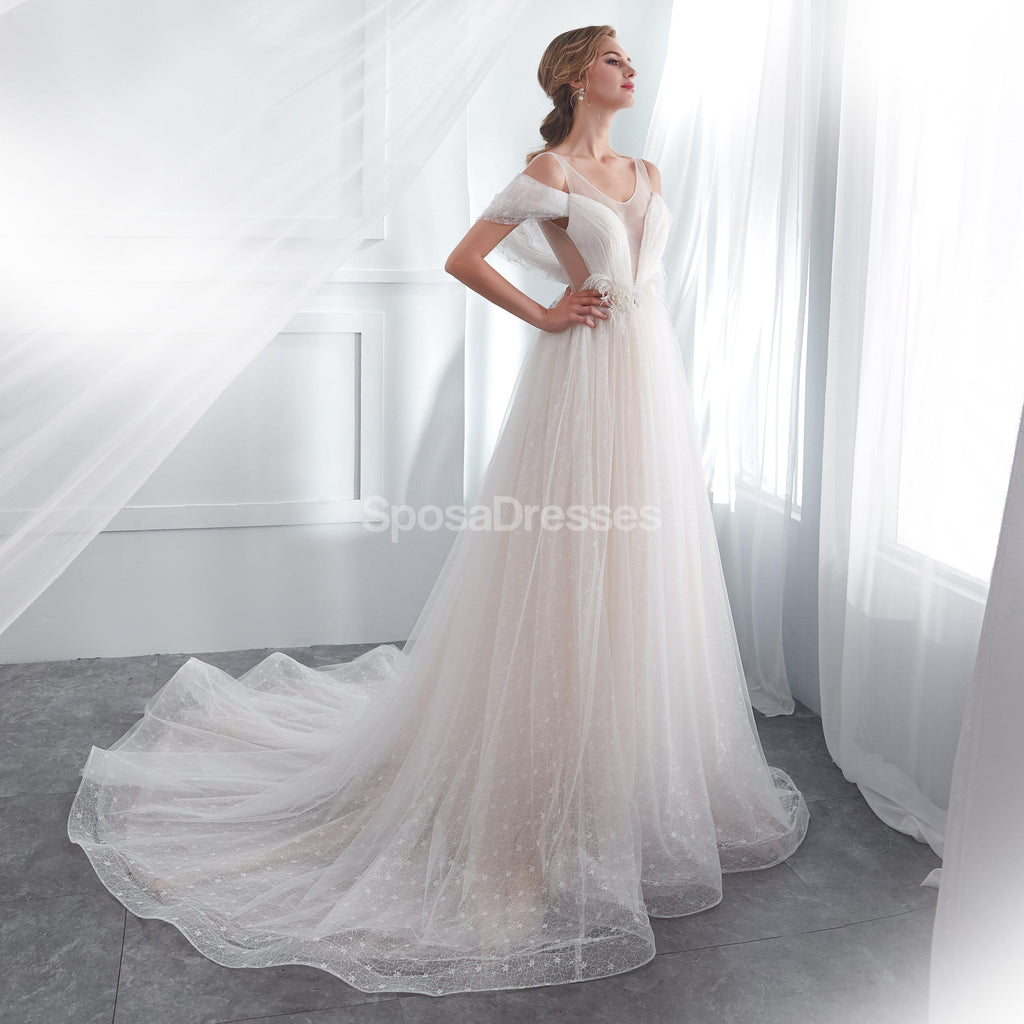 Fuera del hombro Vestidos de novia baratos de una línea de primicia baratos en línea, vestidos de novia baratos, WD573