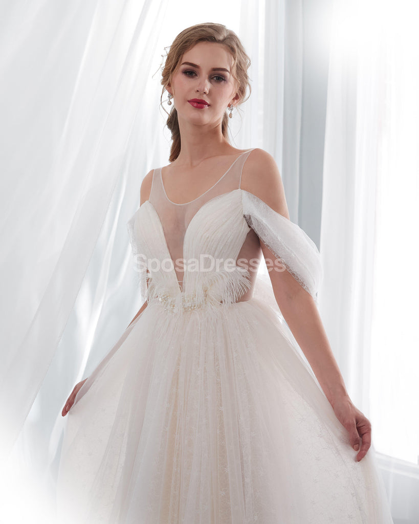 Fuera del hombro Vestidos de novia baratos de una línea de primicia baratos en línea, vestidos de novia baratos, WD573