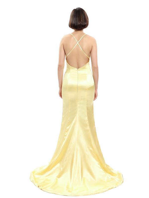 Sexy Backless Gold Mermaid Billig Lange Abend Prom Kleider, Billig Süß 16 Kleider, 18327