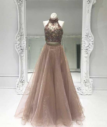 Sexy Deux Pièces Lourdement Perlées Longues Robes De Bal De Soirée, Populaire Pas Cher Longue 2018 Robes De Bal De Fête, 17246