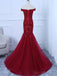 Ροζ μακριά ώμου δαντέλα με γοργόνα Γοργόνα Μακρά βραδινά φορέματα, Βραδινά φορέματα, 18641