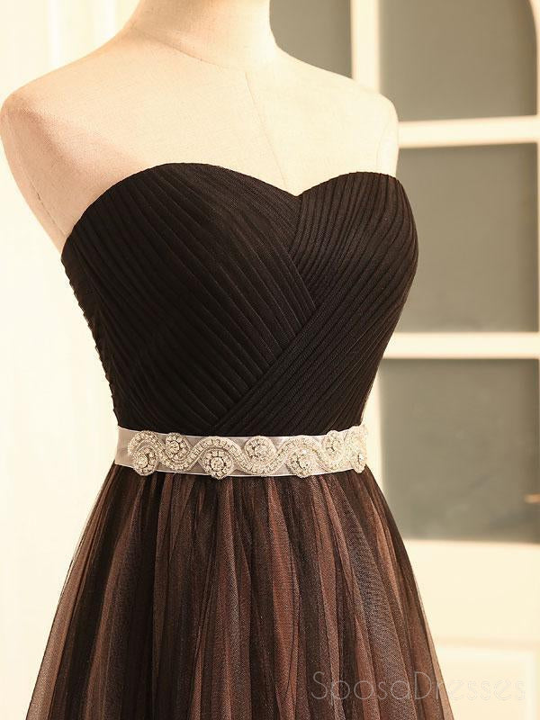 Strapless Sweetheart Beaded Belt A line Brown Long Evening Prom Dresses, Popular Cheap Long 2018 Party Prom Dresses, 17259