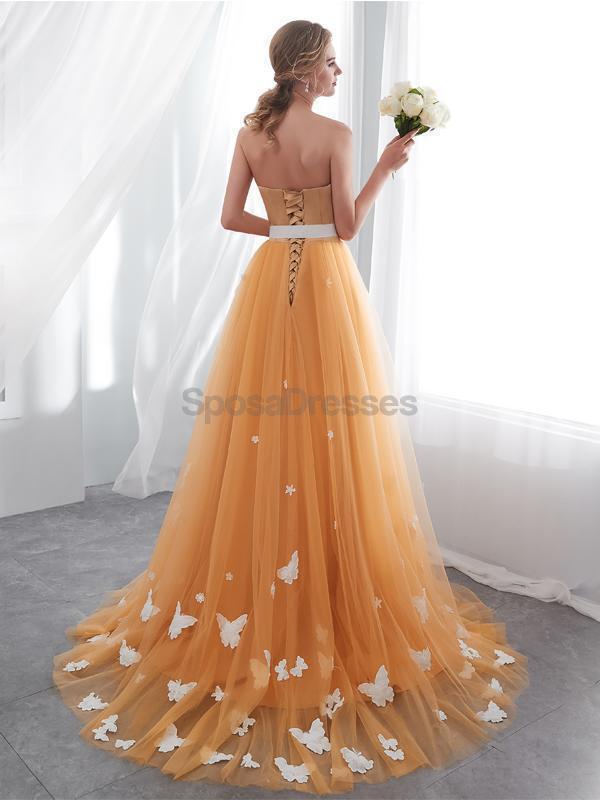 Trägerlose orange Tüll ButterFly Abendkleider, Abendparty Abendkleider, 12024