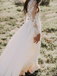 Vestidos de novia baratos de playa de encaje de manga larga en línea, vestidos de novia de encaje baratos, WD461