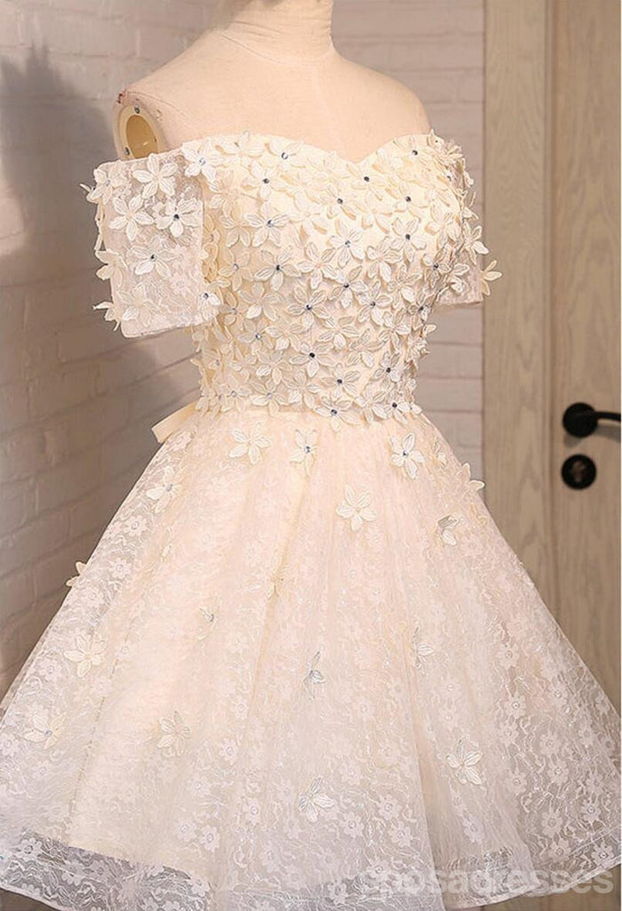 Off Shoulder Lace Beaded Homecoming Prom Dresses, Affordable Short Party Prom Dresses, Perfect Homecoming Dresses, CM277