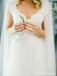 V manches de casquette de lacet de cou longues robes de noce de mariage personnalisées bon marché, WD289